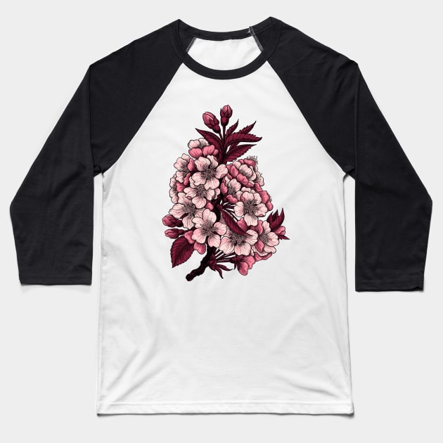 Cherry blossom branch Baseball T-Shirt by katerinamk